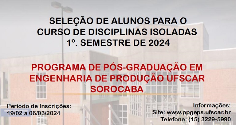 Disciplinas Isoladas - 2024/1