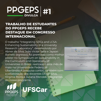 O “PPGEP-So Divulga” de hoje compartilha com a comunidade destaque recebido por discentes e docentes do PPGEPS